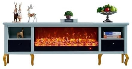 ZKALQECNF Electric atomization fireplace 78.7 Fireplace TV Stand for Living Room, Entertainment Center with LED Electric Fireplace, Storage Drawers and Shelves Simulation Flame Steam Fireplace
