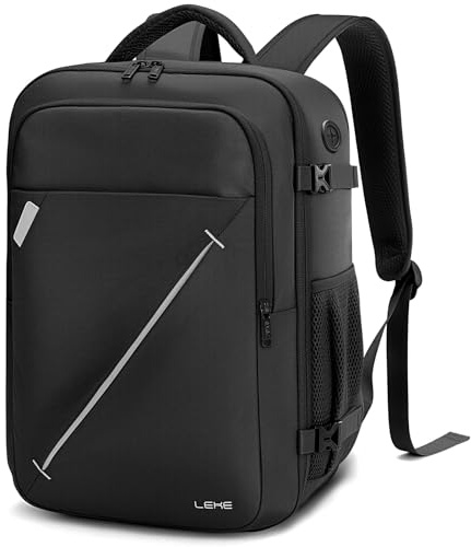 Lekespring Ryanair Handgepäck 40x30x20 Rucksack, Erweiterbar 24–30L Cabin Bag, Reiserucksack Flugzeug Herren Damen, Business Laptop Rucksack, Wasserabweisend, Schwarz