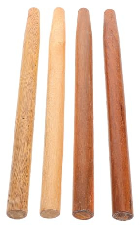YOSADIER Garden Tool Replacement Handles 4 Pcs Hardwood Wooden 40Cm Long Ergonomic Handles Suitable for Shovels Sickles Hoes Outdoor Use