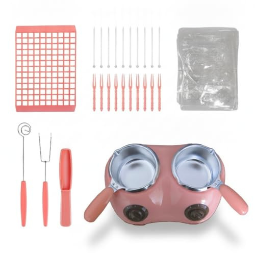 Yunhgft Pentola elettrica per scioere cioccolato, fusione cioccolato termostatica, kit con accessori, per decorazioni, Rosa, Spina Americana