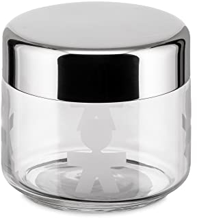 Alessi AKK35 Girotondo Barattolo Ermetico in Vetro Serigrafato con Coperchio in Acciaio Lucido