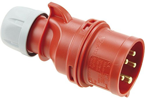 PCE 015-6 Fiche CEE 16A 5 pôles 6h rouge 400V IP44/IP54 SHARK | Fiche industrielle étanche | Fiche courant fort Fiche courant fort pour chantier atelier local humide