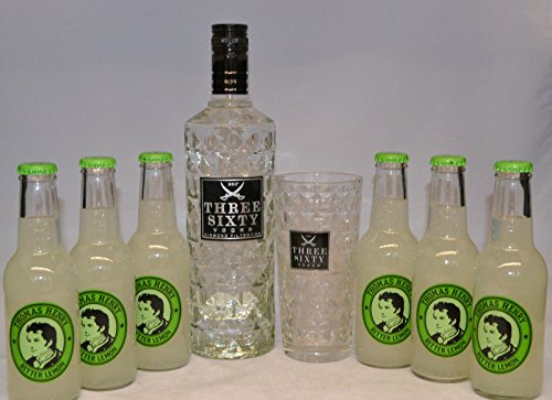 Three Sixty Vodka 0,7 Liter + 6 Thomas Henry Lemon 0,2 Liter + 1 Original Three Sixty Longdrink Glas