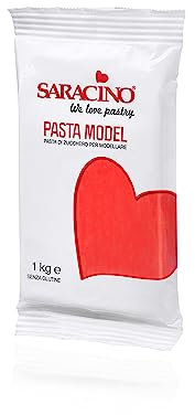 Saracino Sugar Paste Model Red Modelling Paste 1 kg Gluten Free Made in Italy