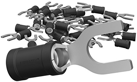 AUPROTEC 25x Gabelkabelschuhe 2,5-4,0 mm² schwarz, Loch-Ø M4 Teillisoliert PVC SV Kabel-Verbinder aus Kupfer verzinnt
