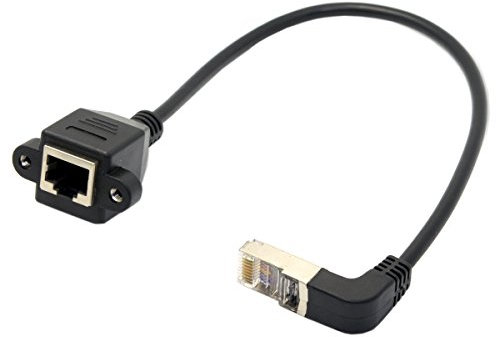 cablecc Cable alargador de red Ethernet de 90 grados, STP, UTP, Cat-5e, macho a hembra, 30 cm