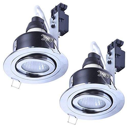 LITECRAFT Circular IP65 Recessed Downlights, Polished Chrome | Pack of 2, Bathroom, Tiltable, GU10