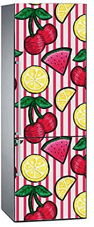 Oedim Vinilo para Frigorífico Impresión Digital Cerezas Limón Sandía 185x60cm Resistente y Económico | Pegatina Adhesiva Decorativa de Diseño Elegante, Multicolor