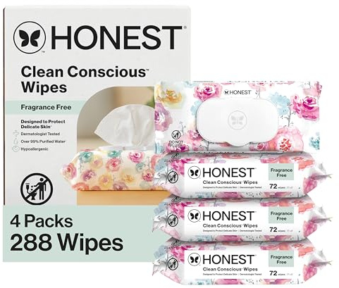 The Honest Company Hypoallergenic Multi-Use Baby Wipes for Sensitive Skin, Rose Blossom, 288 Count