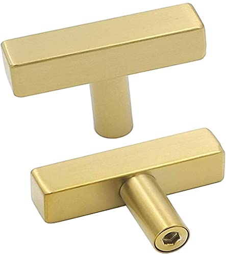 Lot de 5 goldenwarm Boutons de Meuble Doré Boutons de Placard Doré -LS1212GD Boutons de Tiroir Laiton Bouton de Porte Laiton en Alliage d'Aluminium
