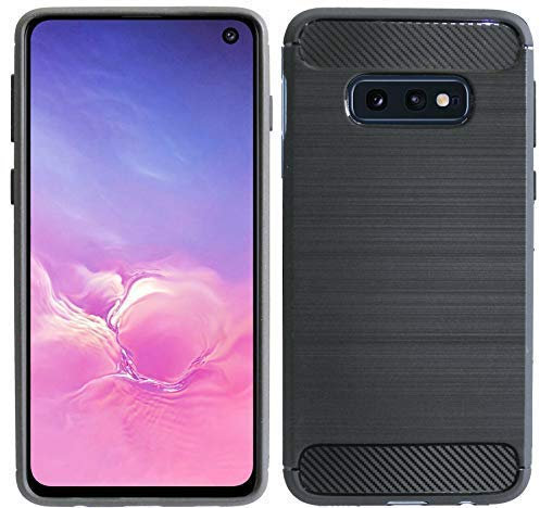 cofi1453® Silikon Hülle Carbon kompatibel mit Samsung Galaxy S10e (G970F) TPU Case Soft Handyhülle Cover Schutzhülle Schwarz