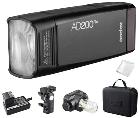 Godox AD200 Pro Versione - Flash da 200 Ws, 2,4 G HSS 1/8000, 500 Full Power, Riciclaggio 0,01-2,1 s, Batteria 2900 mAh, Speedlite Con Testa Fresnel