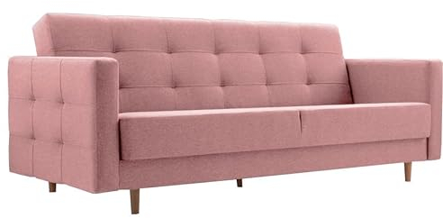 mb-moebel Schlafsofa Kippsofa Sofa mit Schlaffunktion Klappsofa Bettfunktion mit Bettkasten Couch - Scarlett (Rosa)