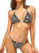 SHEKINI Maillots de Bain 2 Pièces pour Femme Bikini Rembourré Classique Réglable Halter Triangle Top de Bikini de Plage avec Taille Basse Brésilien String Bas de Bikini (Imprimé Léopard Noir,S)