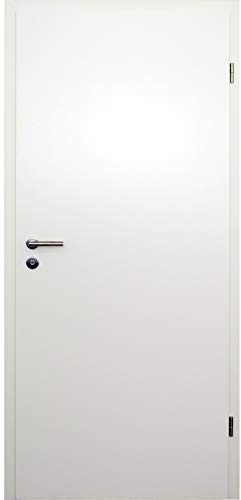 HORI® Zimmertür Komplettset mit Zarge und Edelstahl Türdrücker I Innentür CPL Weiß I Größen und BB- oder WC-Schloss wählbar I 1985 x 610 x 140 mm I DIN rechts