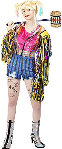 Funidelia | Disfraz de Harley Quinn con flecos - Birds of Prey para mujer Superhéroes, Suicide Squad - Disfraz para adultos y divertidos accesorios para Fiestas, Carnaval y Halloween - Talla S