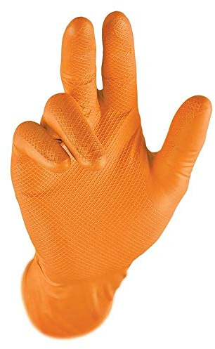 50 Stück STRONGHAND Nitrilhandschuhe GRIP orange Montagehandschuhe 9-10(XL)