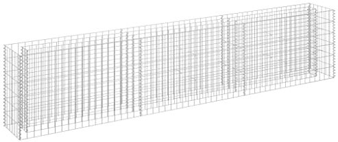 vidaXL Lit Surélevé à Gabion Parterre de Fleurs Plantes Jardin Terrasse Extérieur Arrière-Cour Jardinière Acier Galvanisé 270x30x60 cm