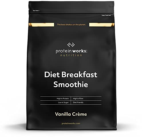 THE PROTEIN WORKS - Diet Breakfast Smoothie | Petit-déjeuner sur le pouce | Hyperprotéiné et peu sucré | 36 Portions | Vanille Crème | 2kg