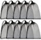 10 Pack Durable Nylon Mesh Storage Bags with Drawstring for Breast Pump and Dishwasher (Black)