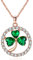 VONSSY Collier trèfle émeraude vert vintage pendentif de pierres précieuses en cristal de diamant blanc ST Patricks Day collier trèfle irlandais chaîne en plaqué or platine 18K