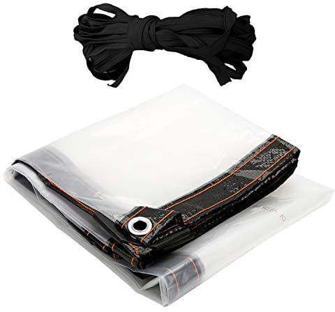 SWANEW 200x200cm Plane wasserdichte, Transparente Plane mit Ösen und Seil, Faltbar Vordächer und Planen, Wetterfeste Pflanzendach für Gartenmöbel Pflanzen Gewächshaus Pet Hutch Dach Balkon