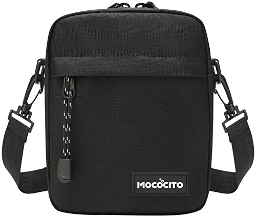 MOCOCITO Umhängetasche, Schultertasche für Herren, Kuriertasche aus Nylon, Messenger Bag für Tägliches Leben Reise(Schwarz)