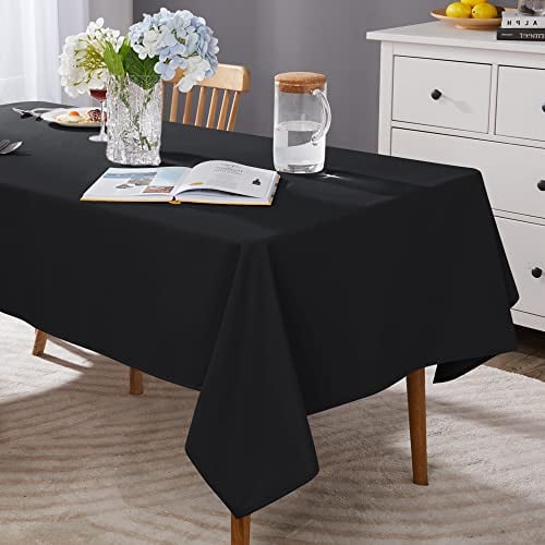 Deconovo Tovaglia Impermeabile Rettangolare, Copritavolo Elegante Tinta Unita 1 Pezzo, 130x130 CM, Nero