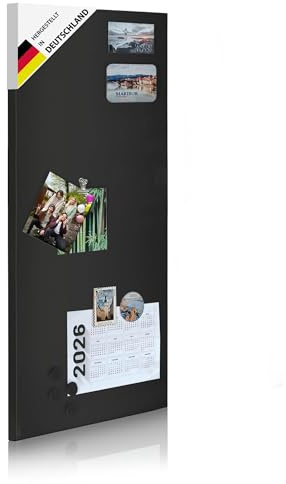 banjado Magnettafel Schwarz 75x30cm- Magnetwand aus Metall - Magnetpinnwand als Memoboard - Pinnwand Magnettafel für Küche, Büro, Kinderzimmer inkl. 4 Magnete & Montageset