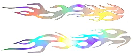 iSpchen 2 Stück Autoaufkleber Sport Racing Flammen Aufkleber reflektierende Sticker Auto Stoßstangen Aufkleber Motorrad Kraftstofftank Abziehbild Dekoration Styling Aufkleber,24cm,Bunt