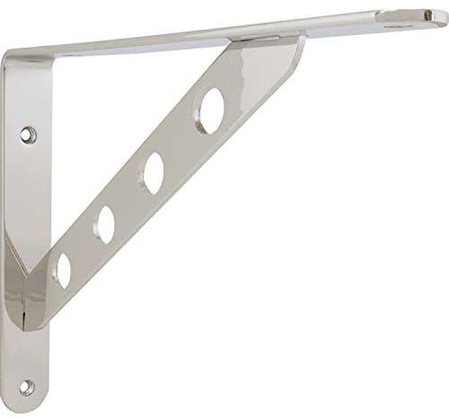 GRIMME 05 0730 04.04 vernickelt Keket Garderobenkonsole (Regalträger) Schräge mit 4 Löcher, Regalbodenträger für die Garderobe, Stahl