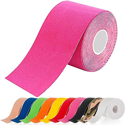 ATETEO Nastro kinesiologico, E-Rosa, XL: 5mX7.5cm Unisex-Adulto