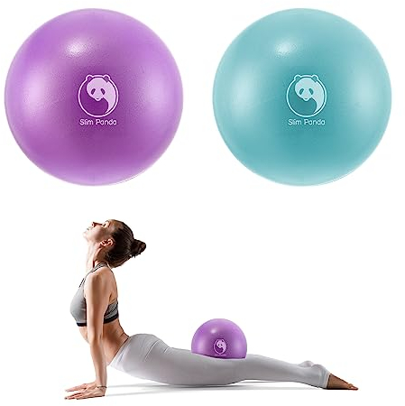 Slim Panda Gymnastikball Klein,23-25cm Pilates Ball mit Aufblasbarem Strohhalm,Soft Yoga Ball für Hause,Fitness,Balance Training (Blauer See+Lila)