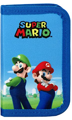 Franco Cosimo Panini Supermario Porte-Monnaie avec Compartiments pour Cartes et Porte-Monnaie, Fermeture à glissière et Poche intérieure, 12 x 10 x 2 cm, Portefeuille Bleu, Taglia Unica, Décontracté