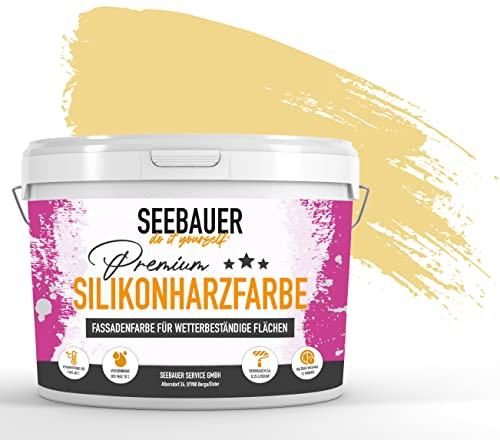 SEEBAUER diy® Silikonharzfarbe Gelb Fassadenfarbe (No. 447 Maple Leaf 2,5 Liter) Selbstreinigend mit Lotuseffekt