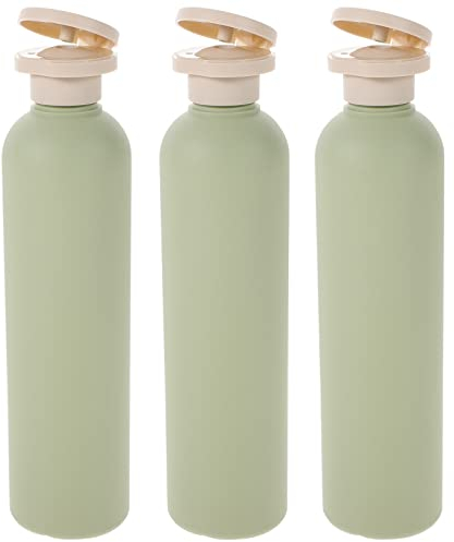 Operitacx 3 Stück 250ml Reiseflaschen Zum Befüllen, Runde Schulter Flip-Top Auslaufsicher Flaschen Für Shampoo Und Lotion, Grüne Pe Kosmetikflaschen Für Reisen Und Zuhause
