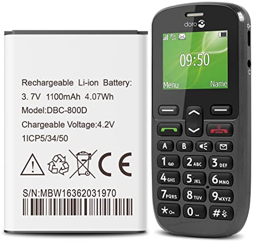 DBC-800D Replacement Battery for Doro Phone Easy 6520, 3.7V [1100mAh] Batteries are suitable for Doro Easy 6520,6050,6526,6030,6620,500, 506, 508, 509, 510,500GSM