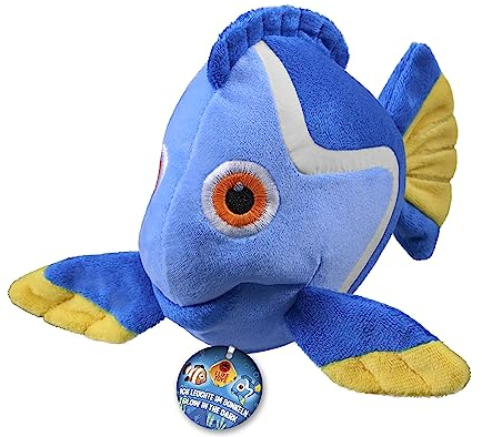 Bauer Spielwaren Glow in The Dark - Fisch: Im Dunkeln leuchtendes Kuscheltier aus softem Plüsch zum Kuscheln und Liebhaben, 20 cm, blau-gelb (12243)