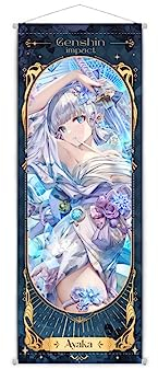 1 Stück Genshin Impact Charakter Kleid Scroll Poster Wandbehang geschmiedetes Stoffgemälde (Kamisato Ayaka)