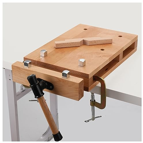 COYWEH Hobelbank | Tragbare Werkbank,Mobiler Arbeitstisch als Schraubstock mit Spannbacken | Werktisch mit Massives Buchenholz | Spanntisch 52 x 28 x 7 cm