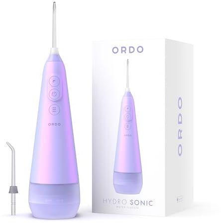 Ordo Water Flossers for Teeth, Cordless IPX7 Waterproof Oral Irrigator, 3 Pressure Settings, Portable, Rechargeable Electric Sonic Flosser, Dental Professional Recommended, Pearl Violet