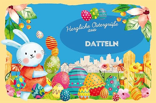 Blechschild 18x12 cm Ostergrüße DATTELN Wand Deko Bar Kneipe Sammler Geschenk