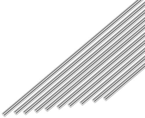 Awclub 304 Stainless Steel Round Rod 3mm x 350mm, 10pcs Metal Solid Shaft Rods Lathe Bar Stock for Industry, Metal Working Hobbies and DIY Craft