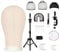 XHDA 23 Inch Canvas Wig Head Stand, Wig Head and Stand Set with T Pins Set, Professional Mannequin Head for Wigs Making, Drying, Styling