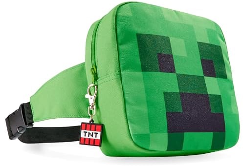 Minecraft Sac Banane avec Sangle Réglable pour Garçon, Sac de Voyage, Sacoche Creeper (Vert)