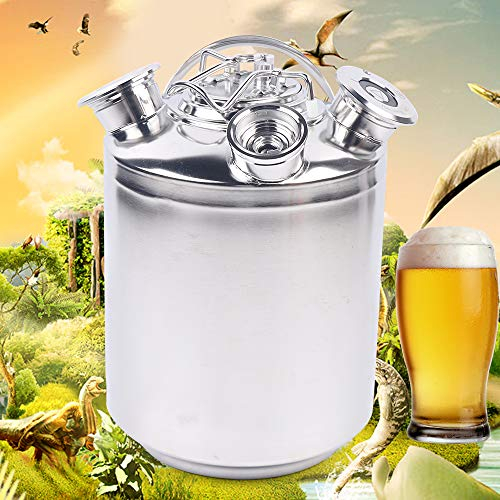 Xigner 10 Liter Bierreinigungsfass, 3-Kopf Reinigungsfass 304 Edelstahl,Biermaschine Edelstah BierleitungsreinigungsgeräT Effiziente Reinigung Edelstahl Zapfanlage Bier Cleaning Beer Cleaning Can