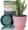 FORAGIFT Vasi per Piante da Interno di 15cm - Set di 6 con Fori di Drenaggio e Sottovaso, Plastica Rigata Decorativa Colorato