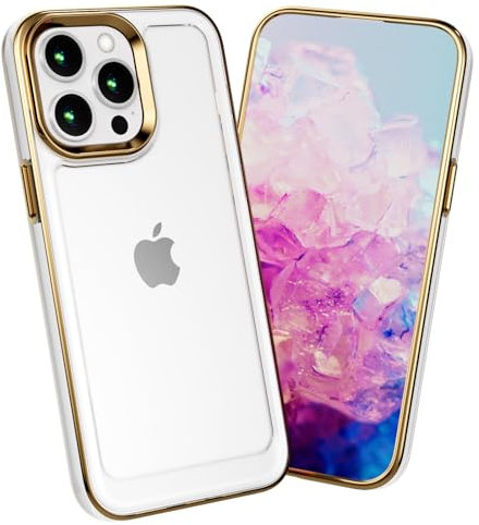 BARALARIQIU für iPhone XR Hülle Galvanisiert Harter PC Stoßsicher Transparent Vollständige Kamera Schutzhülle Cover Gold