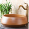 Art Sopra Lavabo Da Appoggio, Lavabo In Ceramica, Lavandini Rotondi, Lavabo Da Bagno, Cornucopia Con Venature Del Legno Marrone, Lavabo Decorativo Per Hotel, 41 Cm