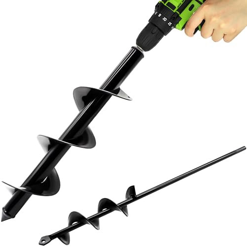 TCBWFY Punta da trapano a coclea da giardino per piantare 8,9 x 40,6 cm e 4,1 x 41,5 cm, punta a trivella per piantare piante fiori bulbi a spirale trapano a vite per trapano esagonale da 3/8